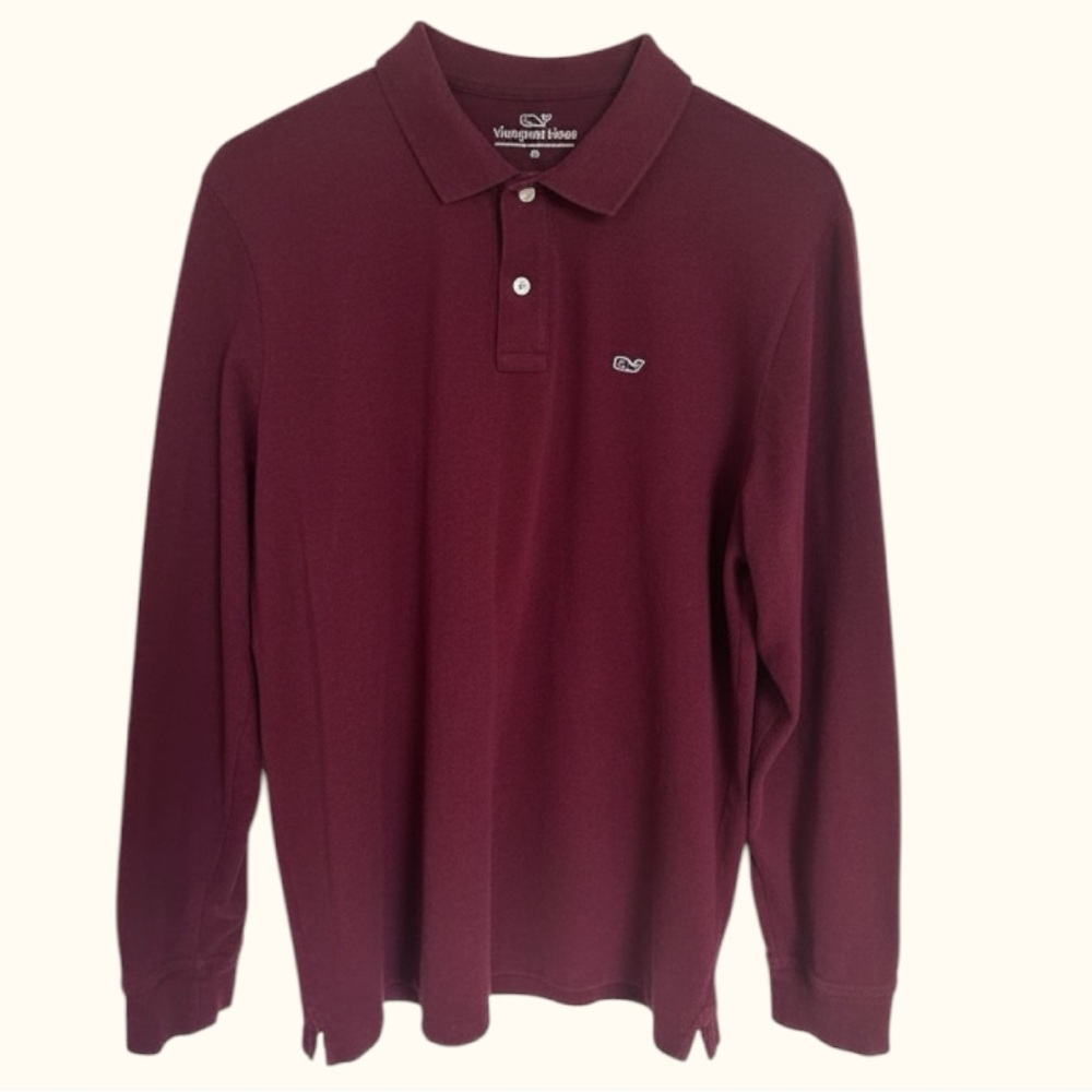 Vineyard Vines Long-Sleeve Stretch Polo – Burgundy – Men’s Medium